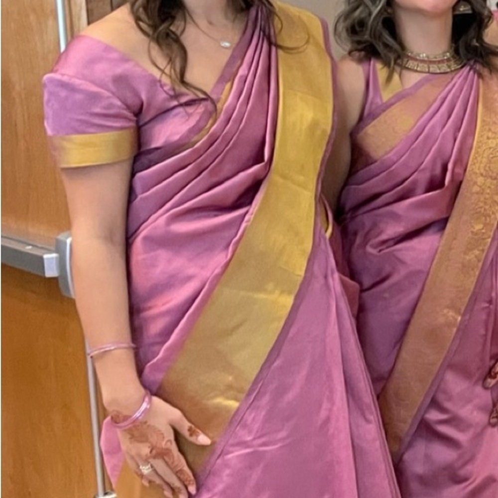 Pink and Gold Saree